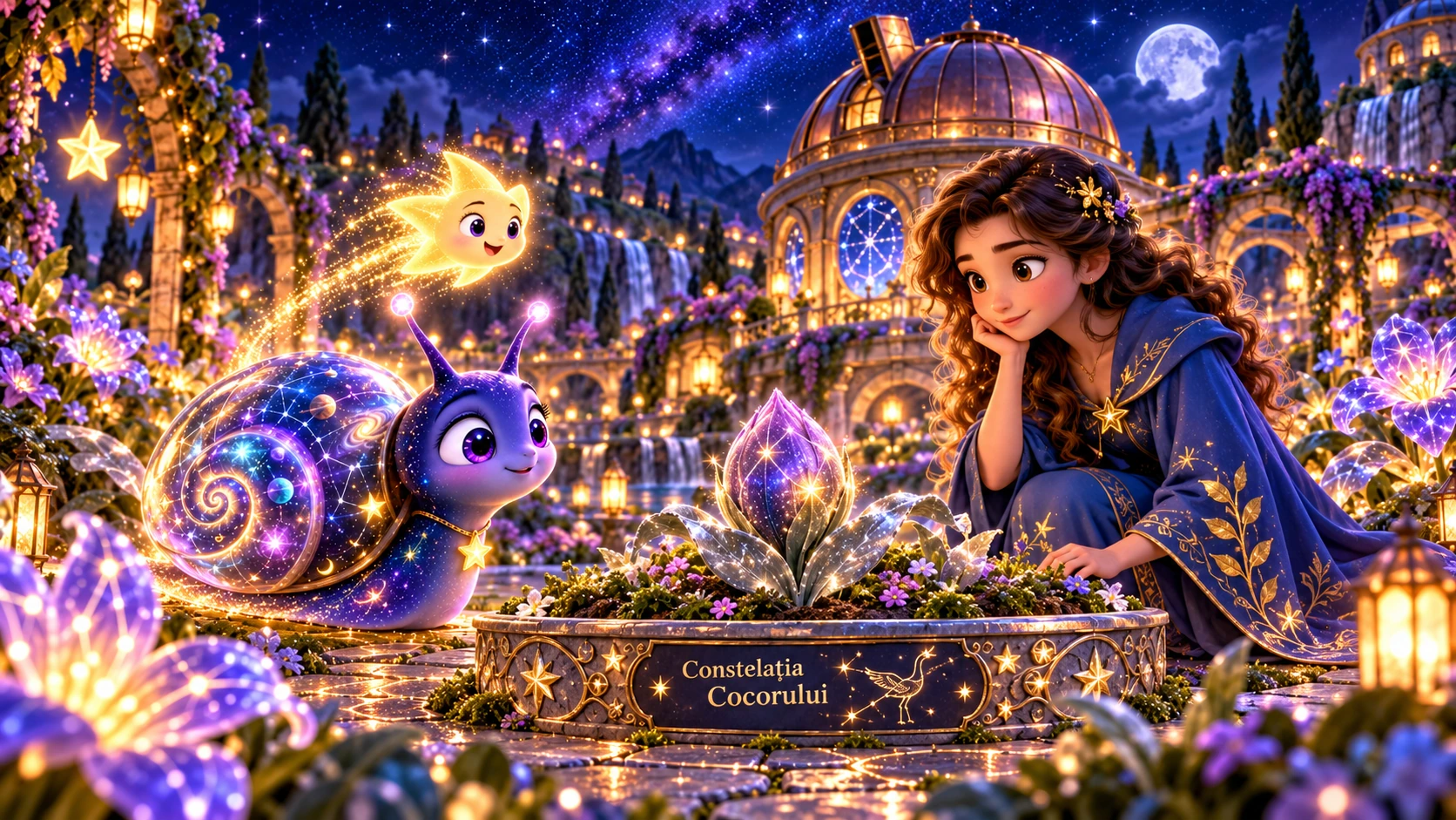 Tavi, melcul cosmic, și Luma în Grădina Constelațiilor
